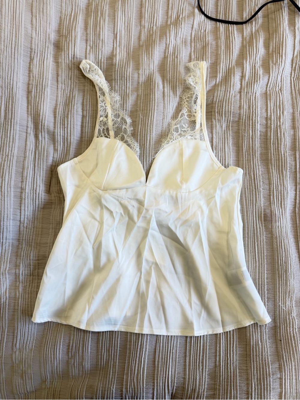 Lace-Trim White Camisole Chemise Top